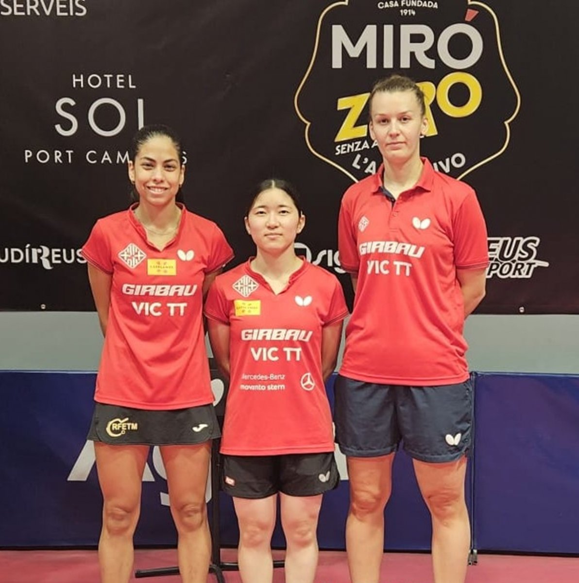 Les tres jugadores del Girbau Vic TT que han viatjat a Reus