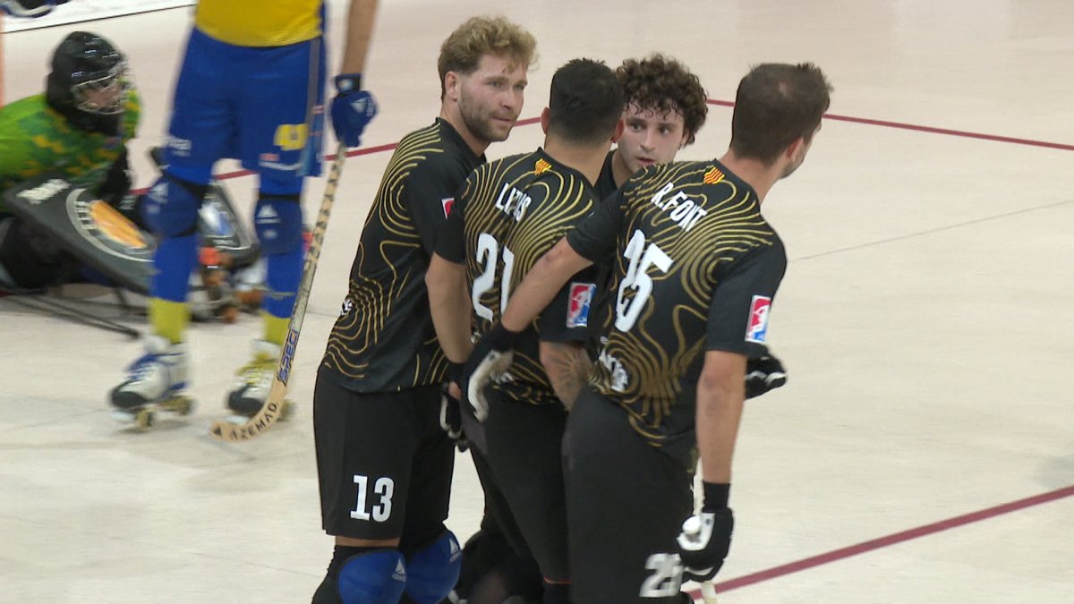 Els jugadors del Vic HC celebrant el segon gol local