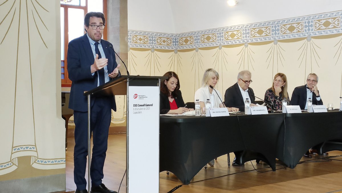 El secretari general d’Empresa i Competitivitat, Jaume Baró, en una de les intervencions al Consell General del Pacte Industrial