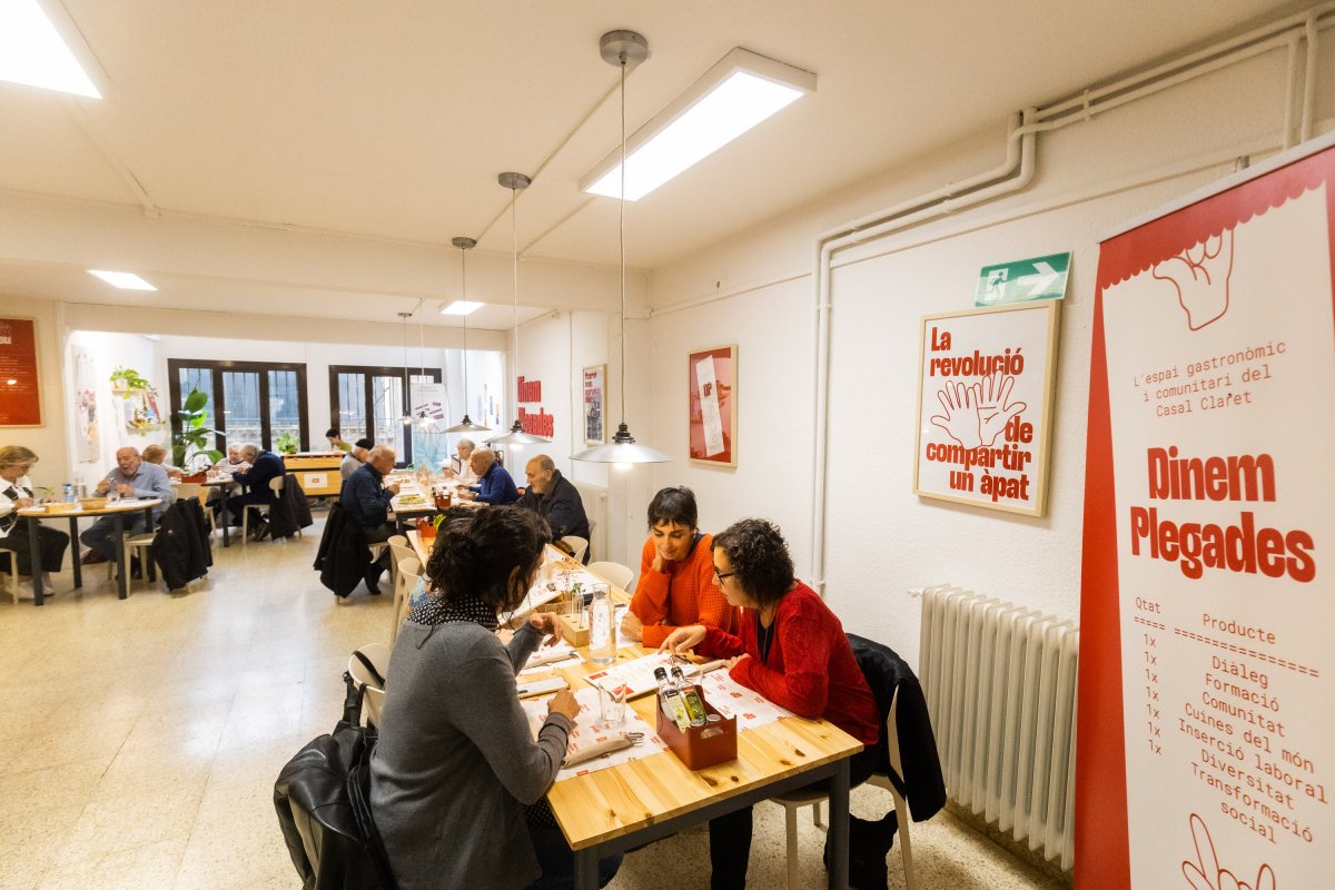 Imatge de la sala del restaurant Dinem Plegades dimecres passat al migdia