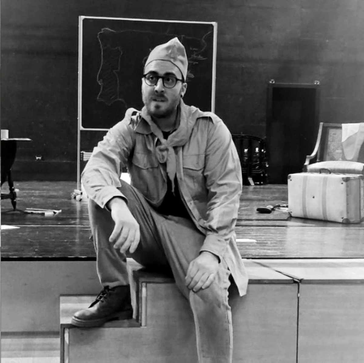 Un moment de l'assaig amb l'actor Àlex Castro