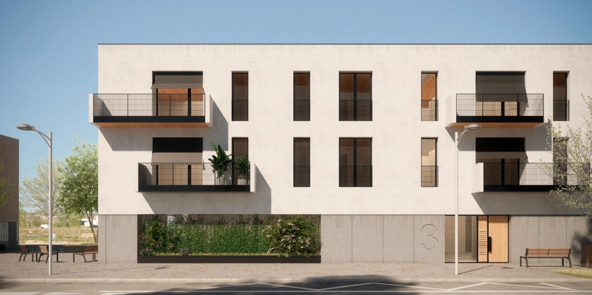 Imatge virtual de la nova promoció de pisos que es farà al carrer Sis de Desembre de Vilanova