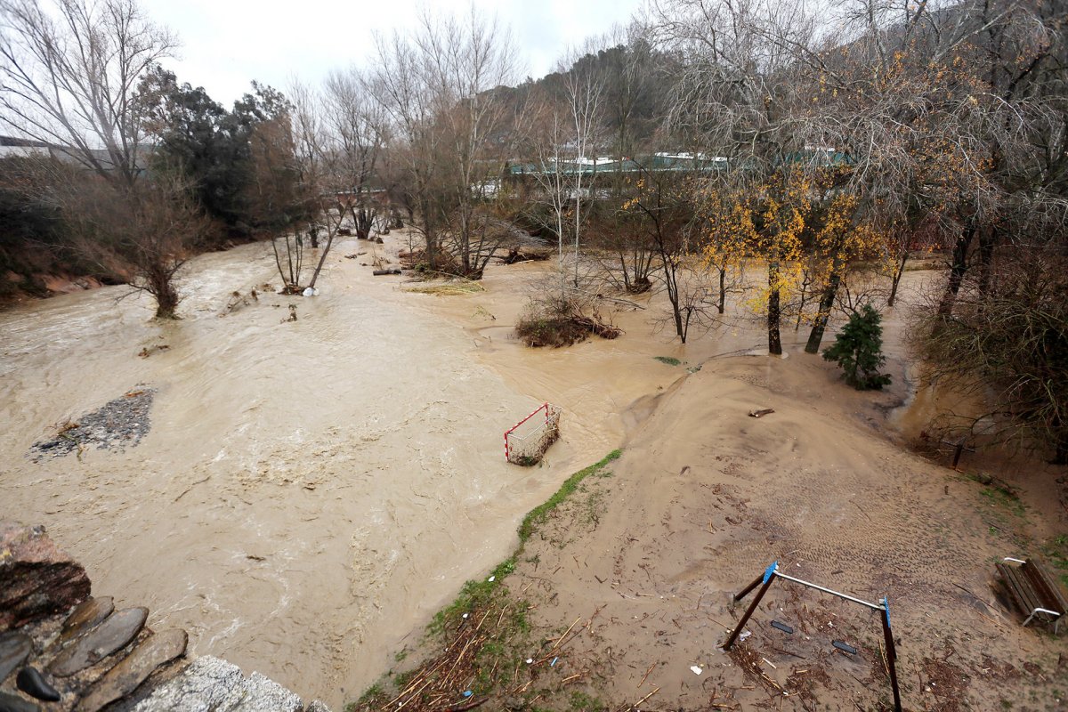 La Tordera en el seu pas per Sant Celoni durant el temporal Glòria l'any 2020